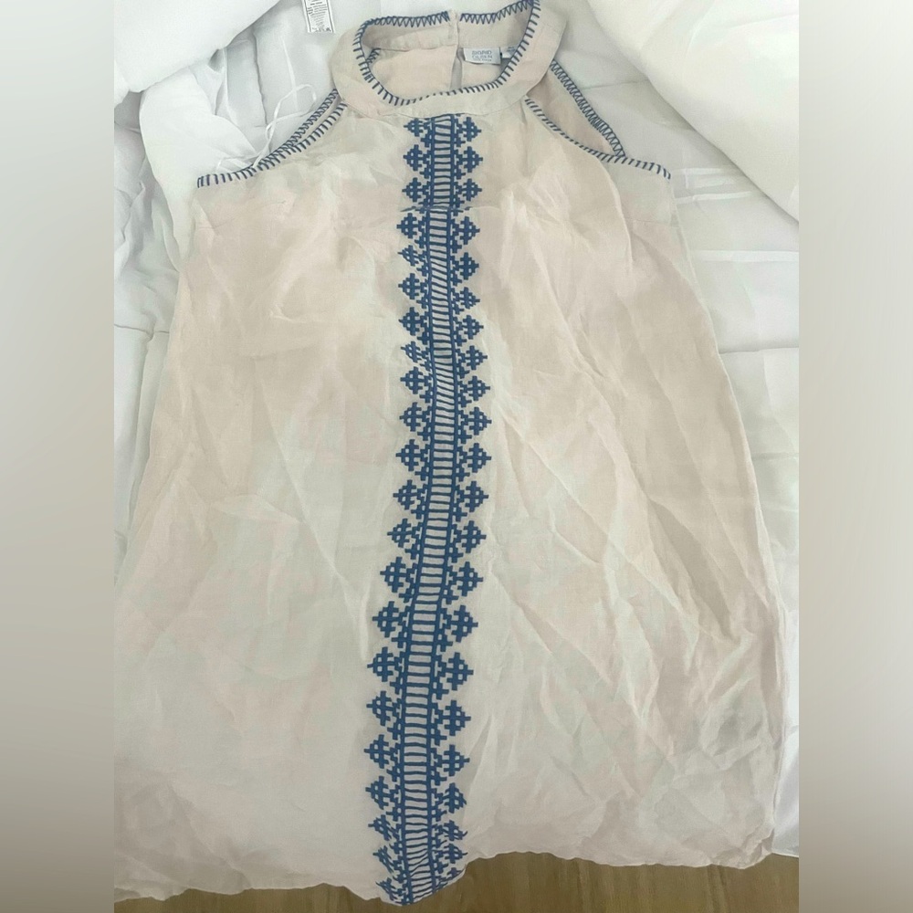 Creme linen knee length dress